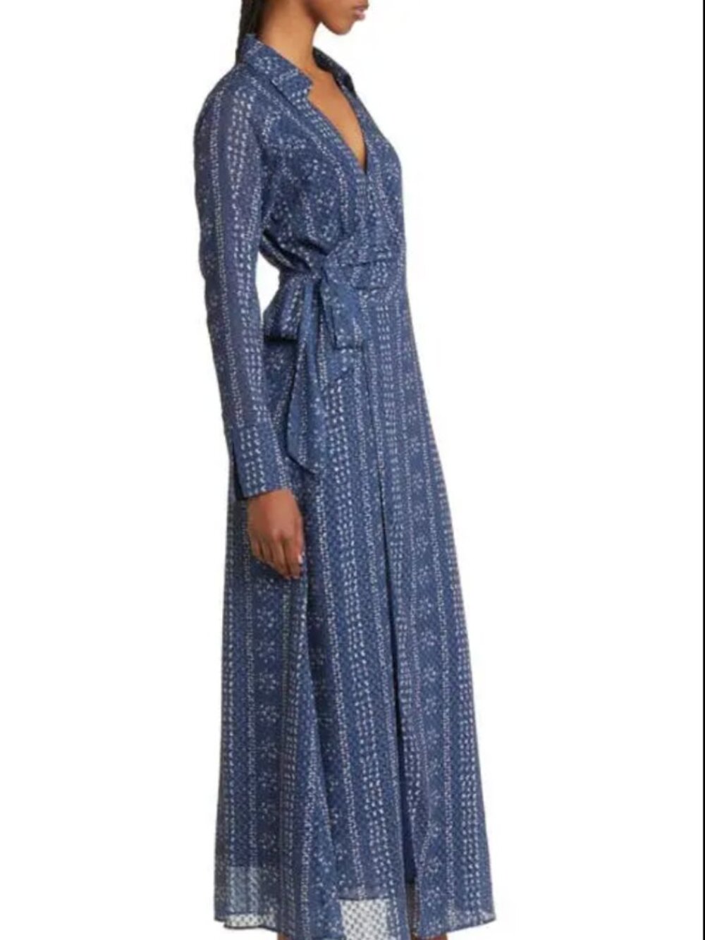 BTFL-Life Nordstrom Katrina collared Long Sleeve Maxi Wrap Dress Boho sz S
